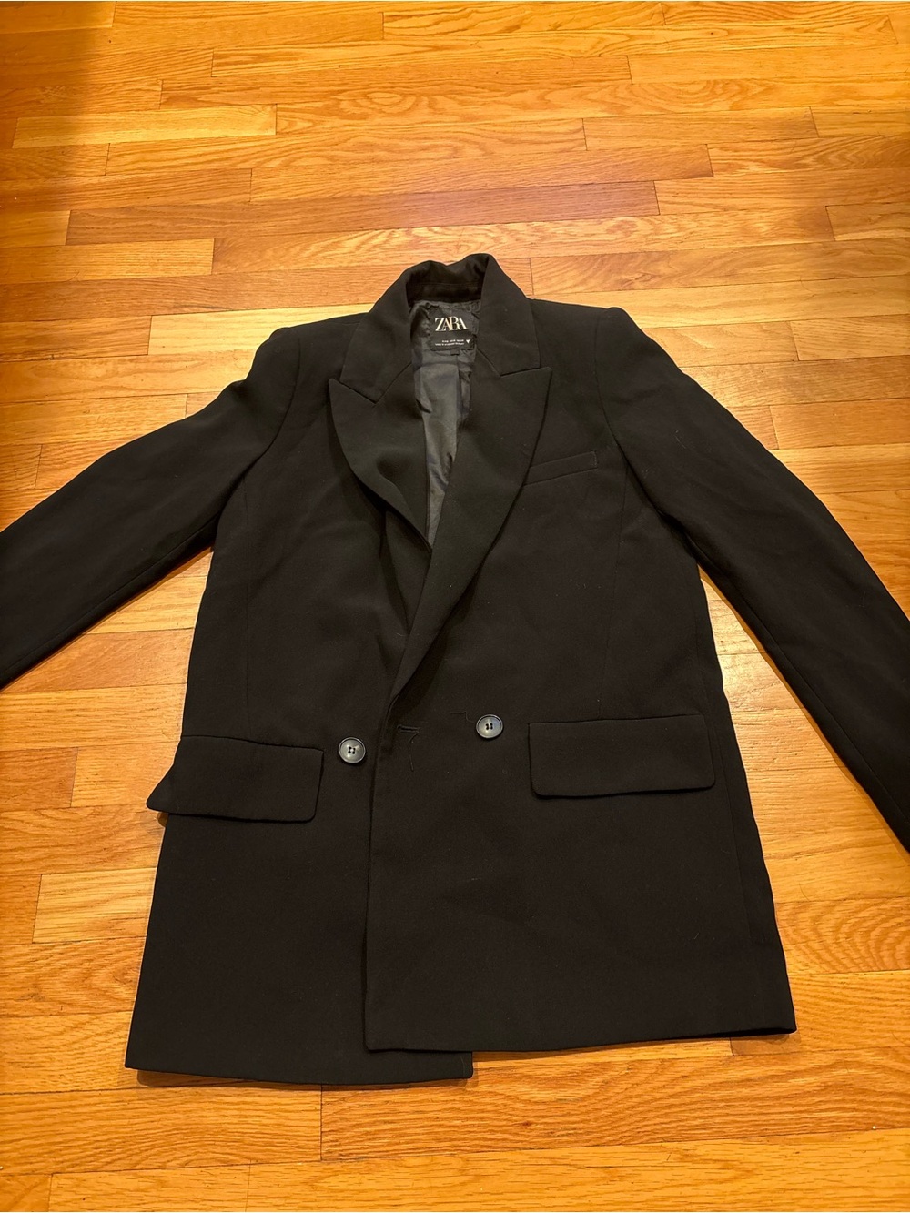 Zara Women’s Black Double-Breasted Blazer Jacket